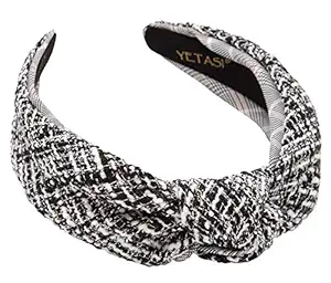 Tweed Knotted Headbands for Women Go with Everything. Welmade Black Top Knot headband for women Fashion is Adjustable . Comfy Black Knotted Headband is Cute. Ladies headbands Get Many Compliments