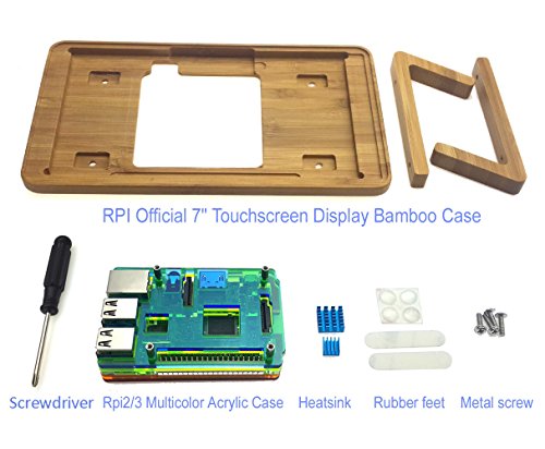 Corkea Bamboo Case for Raspberry Pi Official 7″ Touchscreen Display and Raspberry pi 3 multi-color Case Kit - 2