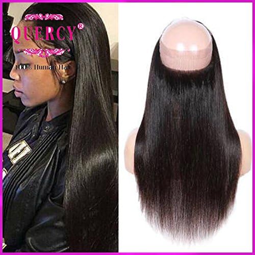 Quercy Hair 360 Full Around Lace Frontal Indian Human Hair 360 Lace Frontal Silk Straight 360 Lace Virgin Hair Lace Frontals (20inch)