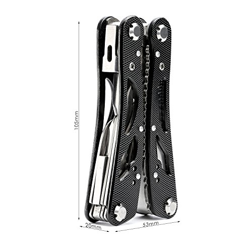 Multifunktionszange Werkzeug, VEAMA Multi Zangen Edelstahl Taschenmesser mit 11 Schrauben und NylonscheideSchwarz - 3