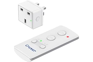 Cruxer Remote Control Timer Plug Sockets, 13A/3120W Anti-Surge Socket Switch with 50M/160FT Wireless Operating Range, Programmable, UKCA and RoHS Listed for Household Appliances, 1 Socket and 1 Remote