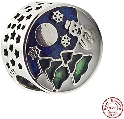 MOCCI European Christmas Snowy Wonderland Beads DIY Fits for Original Pandora Bracelets 925 Silver Charm Fashion Jewelry