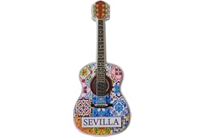 MUYU CRAFT Imán para nevera con forma de guitarra 3D, diseño de Sevilla, España, recuerdo de viaje, decoración de nevera, colección artesanal de resina