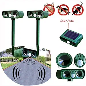 Generic 2PCS/LOT Ultrasonic Solar Power Pest Animal Repeller Repellent Garden Bat Cat Dog Foxes