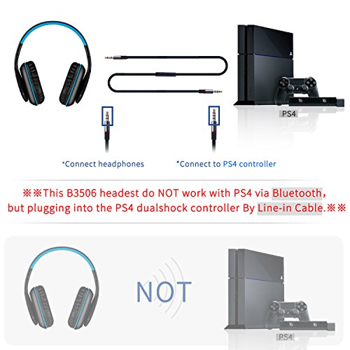 KOTION EACH Auriculares Bluetooth Wireless Headset B3506 Plegable Gaming Headset v4 1 con Microfono para PS4 PC MAC Smartphones Ordenadores Negro Azul 
