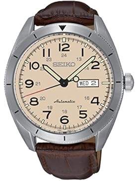 Seiko Herren-Armbanduhr Mechanik Analog Automatik Leder SRP713K1