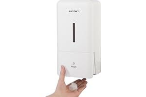 anydry Distributeur Mousse Murale 800ml Manuel Pressurisé, Fenêtre Transparente, Mousse Épaisse, Recharge sans Démontage Usage Pro/Domestique 1006F (Blanc)