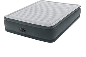 Intex 64414Np Materasso Classic Matrimoniale Dura-Beam Deluxe, Bicolor, Con Pompa Interna, Grigio, ‎152 x 203 x 46 cm; 7.98 Kg