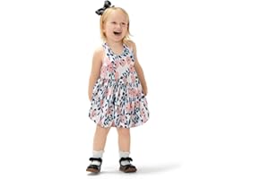 PATPAT Abito da Neonata - con Set di Cappelli Abito per Bambini Senza Maniche con Fiocco con Stampa Floreale, Vestiti Bambina, Vestiti Neonato Femmina, Vestito Elegante Bambina 3 Mesi - 3 Anni