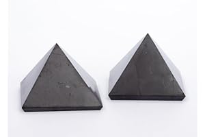 Igox Lot de 2 pierres pyramide de shungite polies - Pierres minérales noires pour décoration et méditation (pyramide de 3 cm, polies (lot de 2)