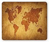 Size: 18*22 CM, 25*30CM World Map Mouse Pad, Vintage World Map Retro Background Antique Historic Earth Chart Ancient Boho, Standard Size Rectangle Non-Slip Rubber Mousepad, Orange Amber