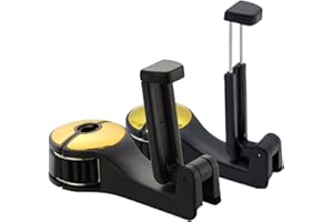 Viilich 2pcs Support de crochet d'appui-tête de voiture 2 en 1,avec support de téléphone portable,crochet arrière à 360°,Multifonctionnelle Crochet de Siège de Véhicule,pour sac et nourriture(Or)