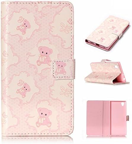 WindTeco Sony Xperia L1 Case, Pretty Cute Pattern Bookstyle Premium PU Leather Case Wallet Flip Cover Magnetic Closure with Card Slots &amp; Stand Function Protective Case for Sony Xperia L1 - Cute Bear