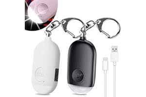 Shackcom Allarme Personale Ricaricabile,130 dB Forte Suono Allarme di Sicurezza Personale Allarme Autodifesa per Donne/Bambini/Ragazze/Anziani-Nero+Bianco