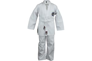 Playwell Martial Arts Itf Taekwondo Studente Suit (Uniforme) - Bianco, 4/170cm