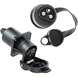 Eacalyc Steckdose 3 Polig 12V und Stecker Anhänger 3-Polig, 3 Poliger Steckdose Traktor Stecker Anhängerkupplung 3 polig Wass