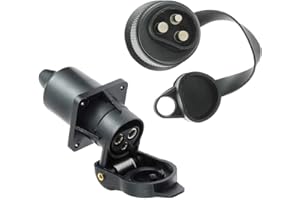 Eacalyc Enchufe y Zócalo de Remolque 3 Pines 12V, Eléctrico Hembra y Macho Impermeable para Agrícola, Camión, Tractor, Barco