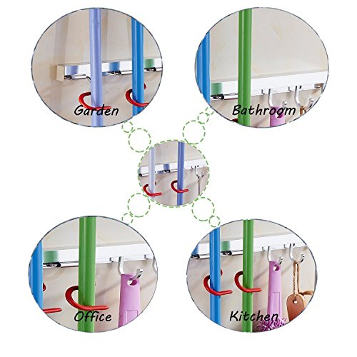 Concord Colleague Mopp und Besen Halter, Wand Organizer Werkzeugaufbewahrung Werkzeugregal Storage & Organisation für Haus, Wandschrank , Wandbesen Garage Ständer, MULTIFUNKTIONS Schrubber, Besen, Bürsten, oder Sport (3 Positionen Haken) - 6