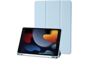 Palkitsee Case Compatible with iPad 9 8 7 Generation 10.2 Inch, Model 2021/2020/2019,9th/8th/7th Case with Pen Holder, Trifold Stand Protective Case, Auto Sleep/Wake for iPad 10.2 - Light Blue