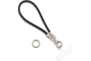 AOKSUNOVA Chaîne De Téléphone Portable, Cordon Noir à Paillettes, Courte Sangle De Poignet Universelle