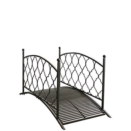 Gartenbrücke Teichbrücke Metallbrücke Gartenteichbrücke, B180xT80xH91cm, Metall, Antik-Optik, Brücke mit Geländer - 2
