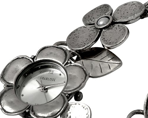 Female Shablool Silver Watch 925 Sterling Silver Pearl Round White