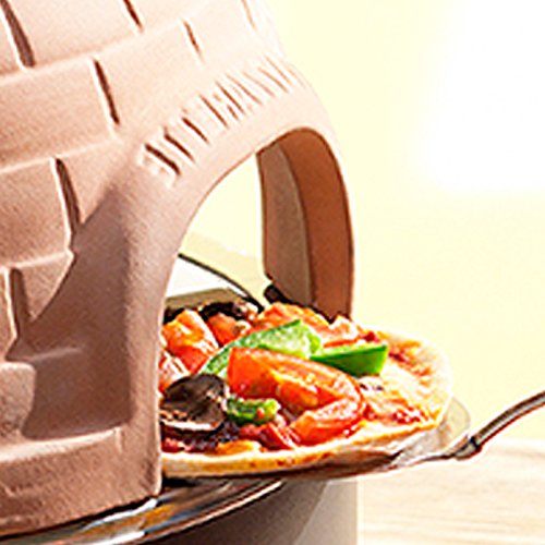Elektrischer Pizza Ofen mit Steinbackplatte + Terrakotta-Haube, 1200Watt, Pizza direkt am Tisch backen - 6