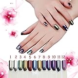 MAKARTT 5g Mirror Chrome Refective Nail Powder Metallic Nail Polish Effect Glitter Shinning Pigment with 2 Brush Tools Nail Art