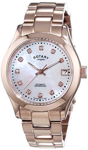 Rotary Women's Automotive Watch with White Dial Analogue Display and Rose Gold Stainless Steel Bracelet LB00157/41