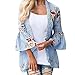 Produktbild Herbst Winter Mantel Damen feiXIANG Casual Mantel Bluse Kimono Jacke Strickjacke Outwear(Himmelblau,M)