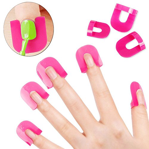 Travelmall Nail Art Decoration 26pcs Nail Polish Glue Model Spill Proof Manicure Protector Tools Reusable 10 Sizes Pack Nail Polish Easy Nail Polish Stencil(26pcs)