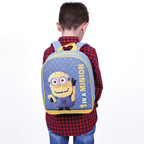 Petit Sac à Dos pour Les Enfants de Moi, Moche et Méchant - Cartable Scolaire avec Bob de Les Minions - Sac d'école pour Jardin d'enfants - 28,5x23x7,5 cm