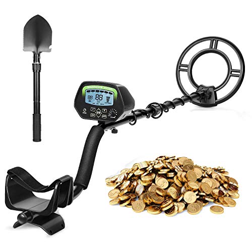 INTEY Metal Detector - 9,8" Display LCD, Rilevatore Metalli Professionali, Rilevamento Dual Mode, Bobina di Ricerca Regolabile Impermeabile (100-120cm), con Pieghevole Pala
