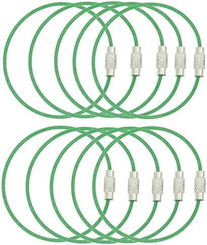SKKXY 10PCS Durable Stainless Steel Wire keychain key ring Cable Ring(green)