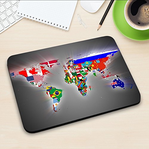 Zeug 10043, Weltkarte, Mousepad Anti Rutsch Unterseite für Optimalen Halt Kompatibel mit allen Maustypen (Kugel, Optisch, Laser) Ideal für Gamer und für Grafikdesigner. - 3