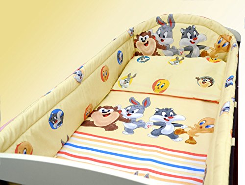 BABY BEDDING SET FOR COT 3 PC PIECES PILLOW CASE DUVET COVER ALLROUND BUMPER (120x60, Disney Ecru)