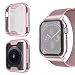 Produktbild INZAKI Kompatibel für Apple Watch Armband mit Hülle 42mm, Edelstahl Netz Milanese Schlaufen Armband mit Displayschutz Schlankes case für iWatch Series 3/2 / 1, Sport, Edition,Rosa