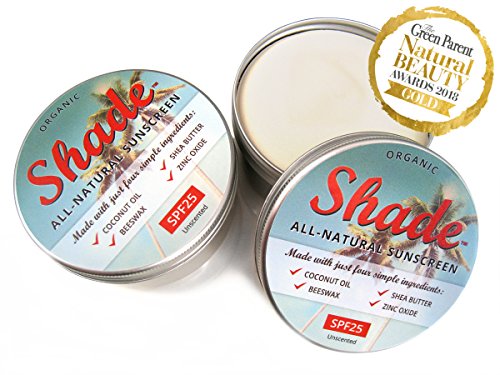 100ml Shade All-Natural Sunscreen SPF25 (Medium Size) - Organic Unscented - Only 4 Ingredients - Available in 2 Sizes: 15ml (Pocket Size) 100ml (Medium Size)