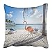 Produktbild Walnut Cake kissenbezüge Blue Aruba Three Flamingos on The Beach Pink Environment Nature Sea Africa Animal Antilles Aquatic Polyester 18 X 18 Inch Square Hidden Zipper Decorative Pillowcase