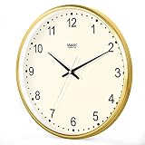 Wanduhr Stille Bewegung Wanduhr Home Office Decor für Wohnzimmer Schlafzimmer und Küche Wand Kunststoff Stumm Tisch Kreative Quarz Elektronische Uhren 14 in Gold- 750