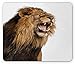 Produktbild Lion Mouse Pad, Panthera Leo Roaring Close Up Ten Years Old King of The Jungle Hunting Scary Print, Standard Size Rectangle Non-Slip Rubber Mousepad, Brown White