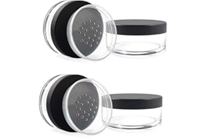 Ogquaton 2 contenants de Poudre en Plastique vides avec Tamis, 30 g, Noir