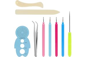FEZF FEZ 9 Stück Quilling Set,Papier Quilling Werkzeugset, Geschlitzte Quilling Werkzeug Tool mit Edelstahlspitze Blumen Roll Werkzeug für papierblumen,Karton Basteln