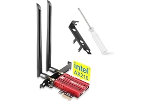 ‎UBIT Ubit 5400Mbit/s WLAN Karte，WLAN & Bluetooth Intel AX210 (6GHz/5GHz/2,4GHz) PCIe WLAN Karte für PC mit Bluetooth 5.3 PCI Express Netzwerkkart für Windows 10/11(Rot)