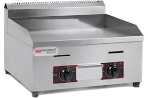 RISTOATTREZZATURE Fry top griglia a gas da banco - Professionale - Acciaio Inox - Piastra liscia - 9.4 kW - 55x50x40h cm