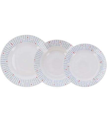 Service de Table en Porcelaine 18 Pièces Perle 27cm Blanc - Maison