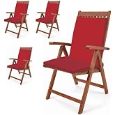 Mer-Tim Bah&ccedil;e Balkon Salon Kırmızı Sandalye Minderi (arkalıklı) 4 L&uuml;