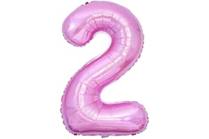Vthoviwa 40''Compleanno Numero 2 Rosa, Pallone 2. 0123456789,10-19,20-25,30,40,50,60,70,80,90 Palloncini Numeri Foglio, Palloncino 2 Decorazione Festa Supporta Elio