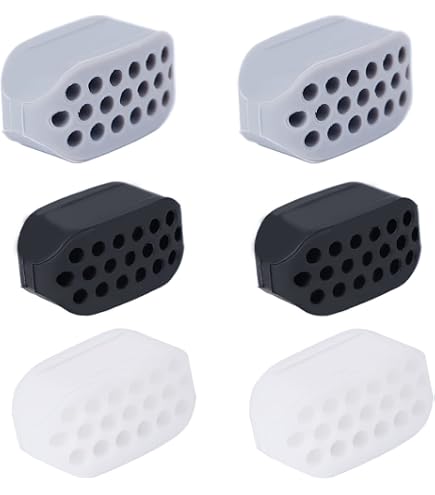 Lot De 4 Exercices De Mâchoire – Entraîneur En Silicone Souple – Pour Ligne De Mâchoire Et Cou – Léger 4g, Noir/Blanc
