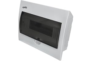 Jandei - Caja de Distribución Eléctrica Para Empotrar con Puerta Para 12 Módulos, Tapa translúcida